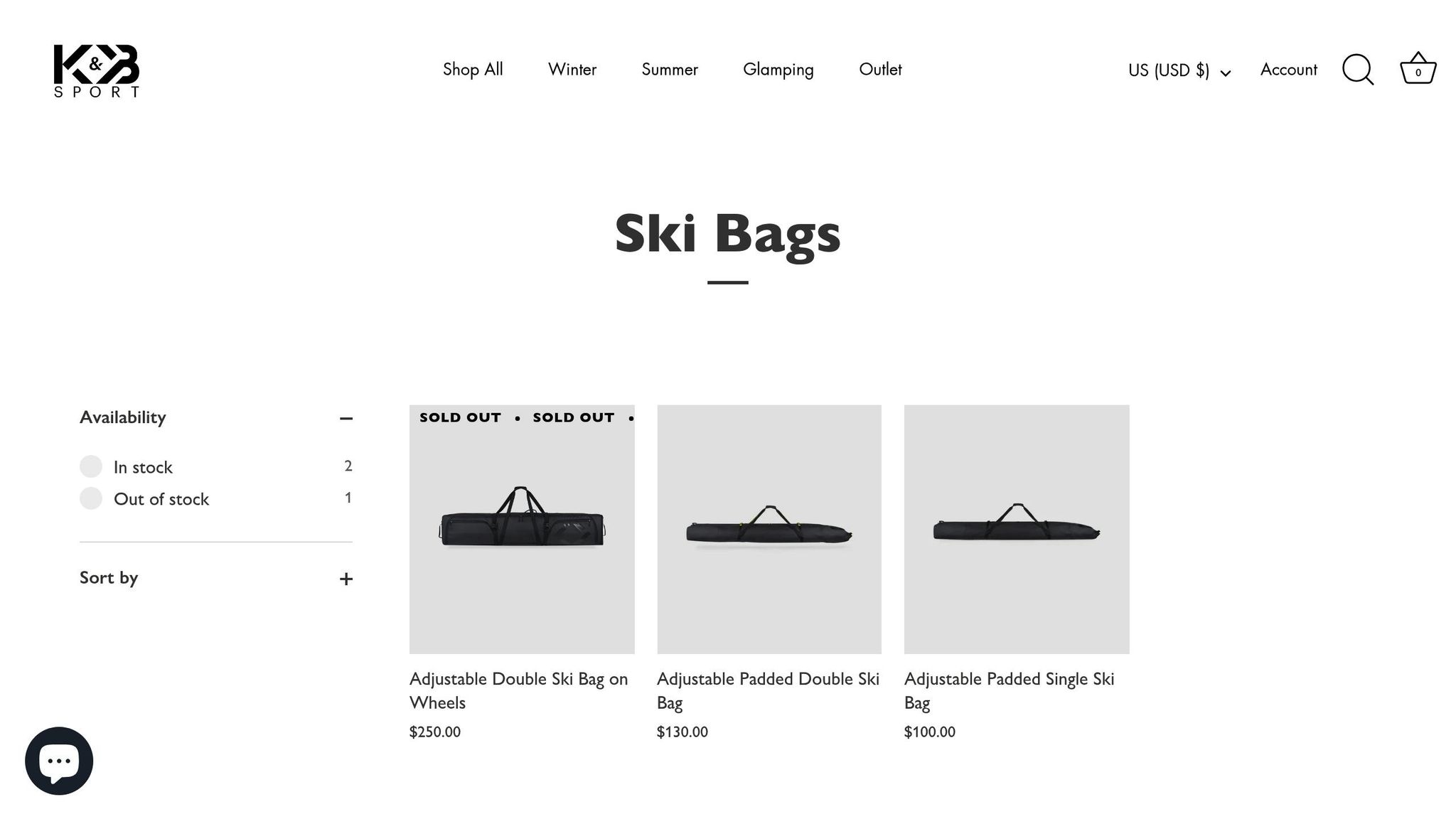 KB Sport Adjustable Double Ski Bag