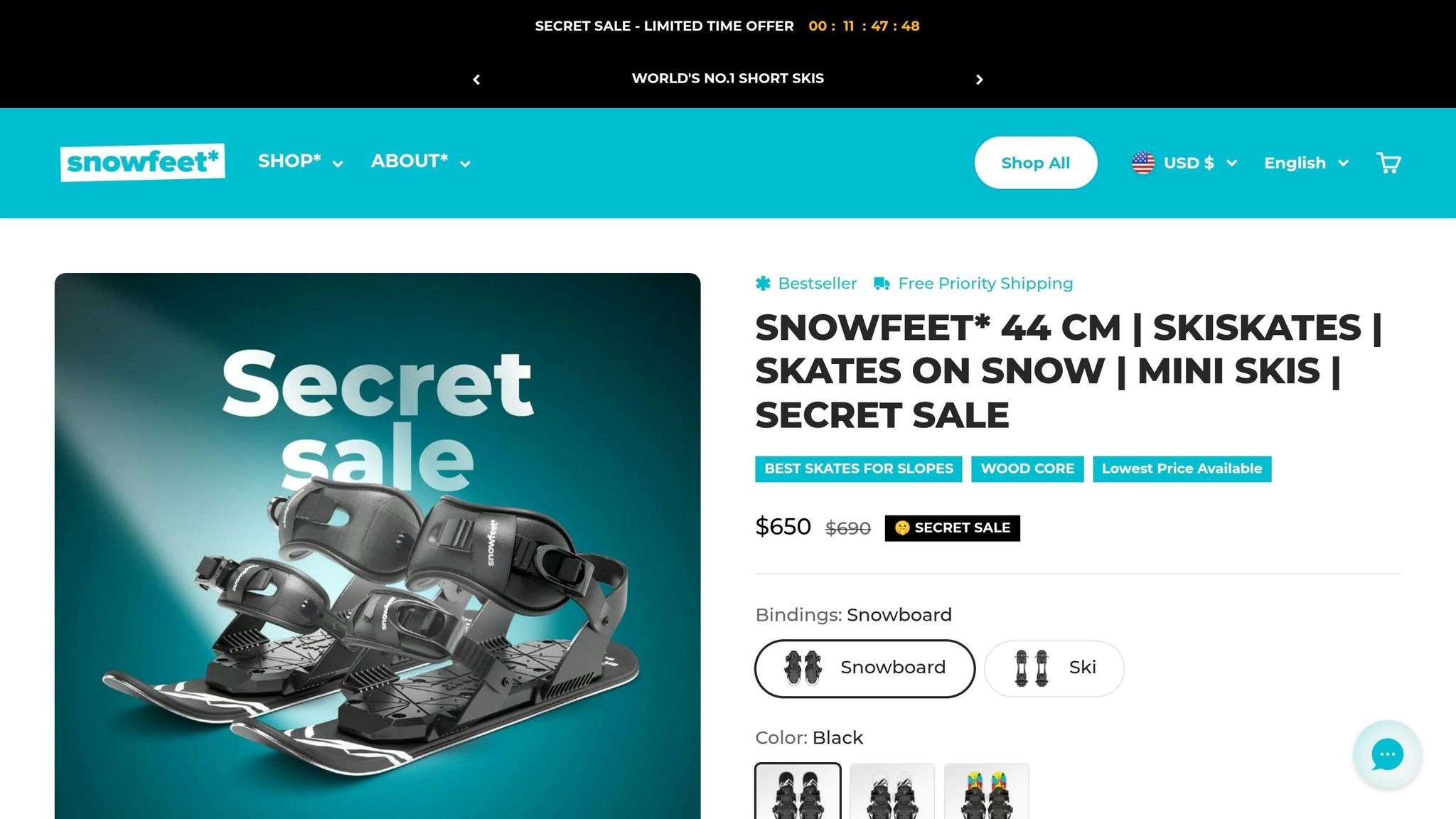 Skiskates 44 cm