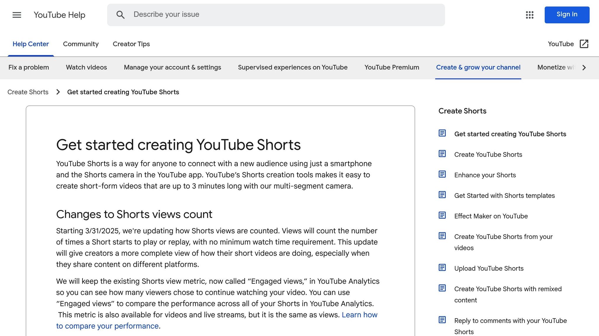 YouTube Shorts