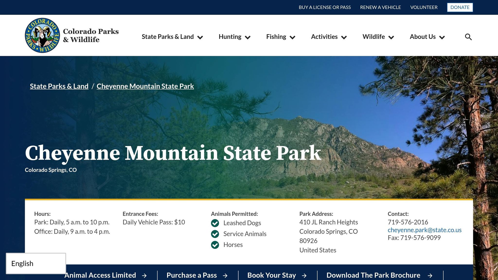 Cheyenne Mountain State Park