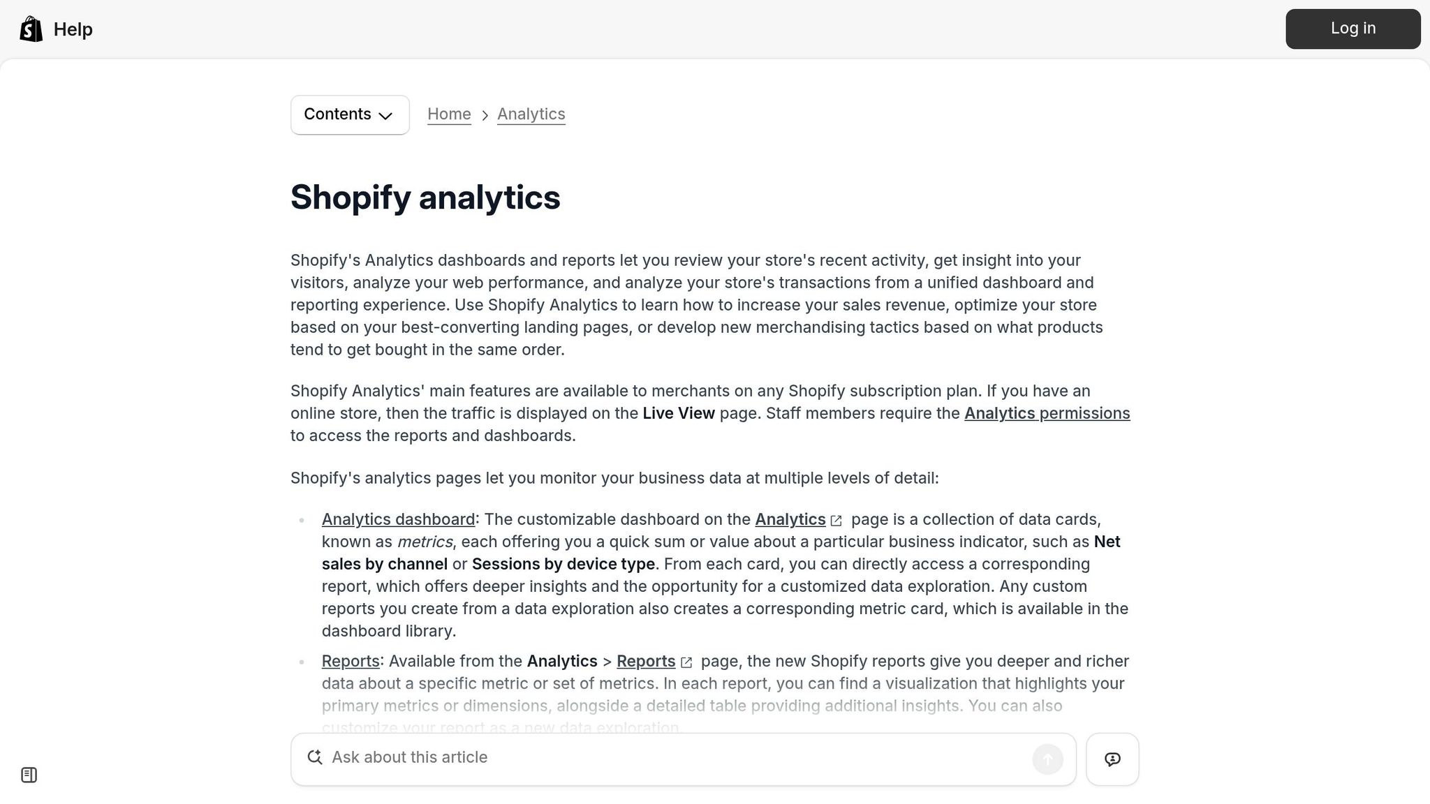 Shopify Analytics