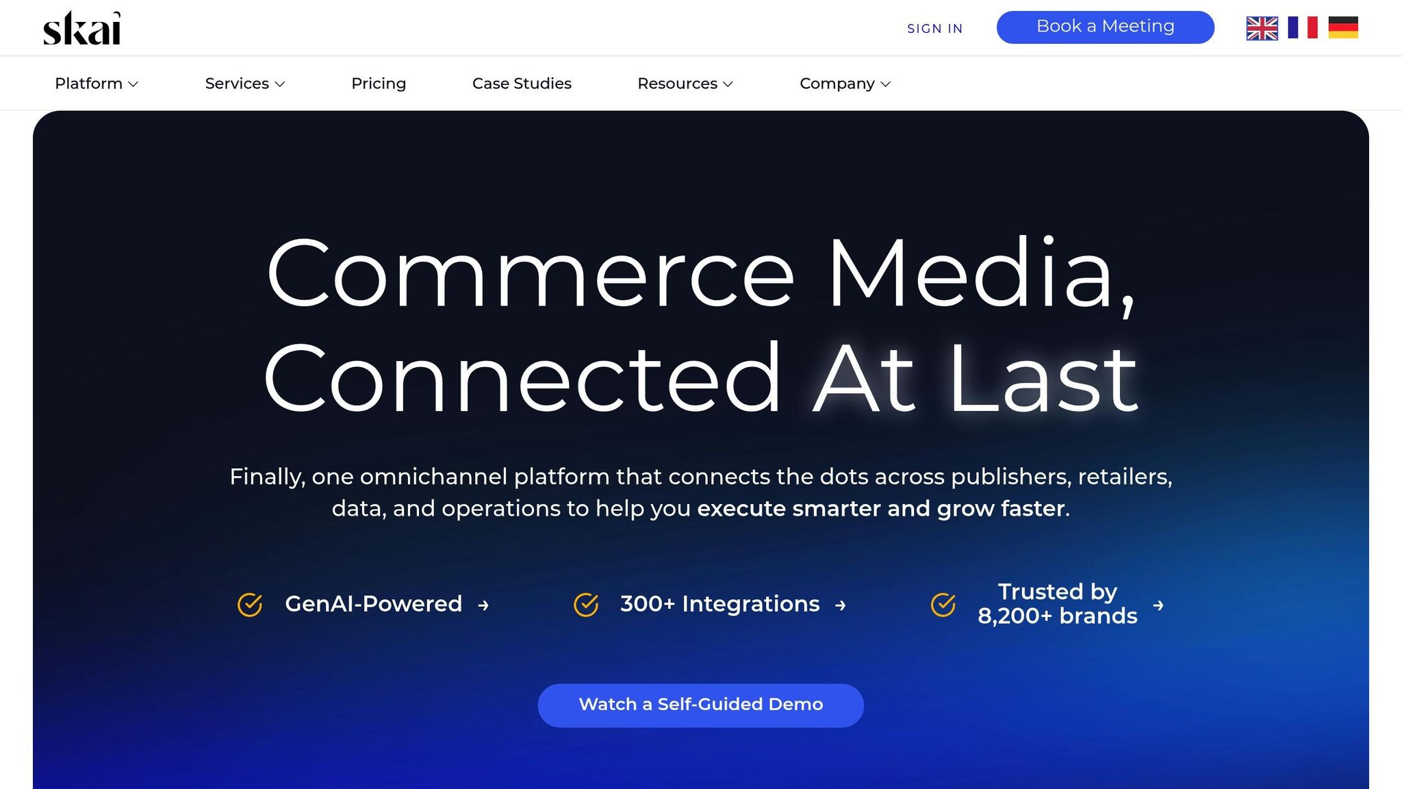 Skai enterprise marketing platform displaying predictive budget forecasting and media planning features