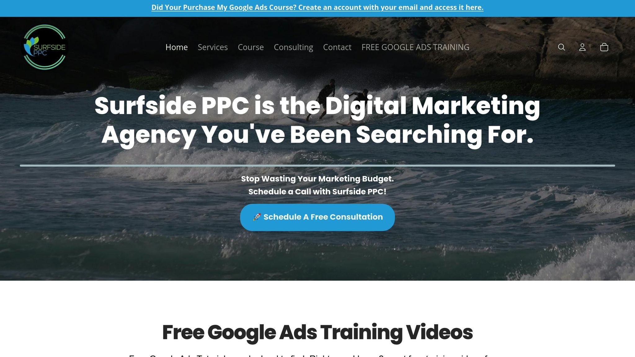 Surfside PPC branding offering Google Ads Management and Landing Page Optimization