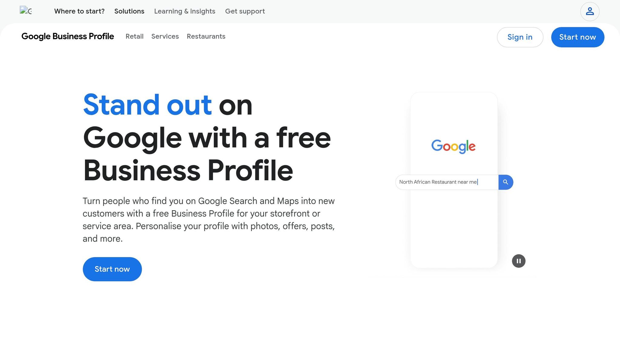 Google Business Profile dashboard showing optimization metrics and local SEO management tools.