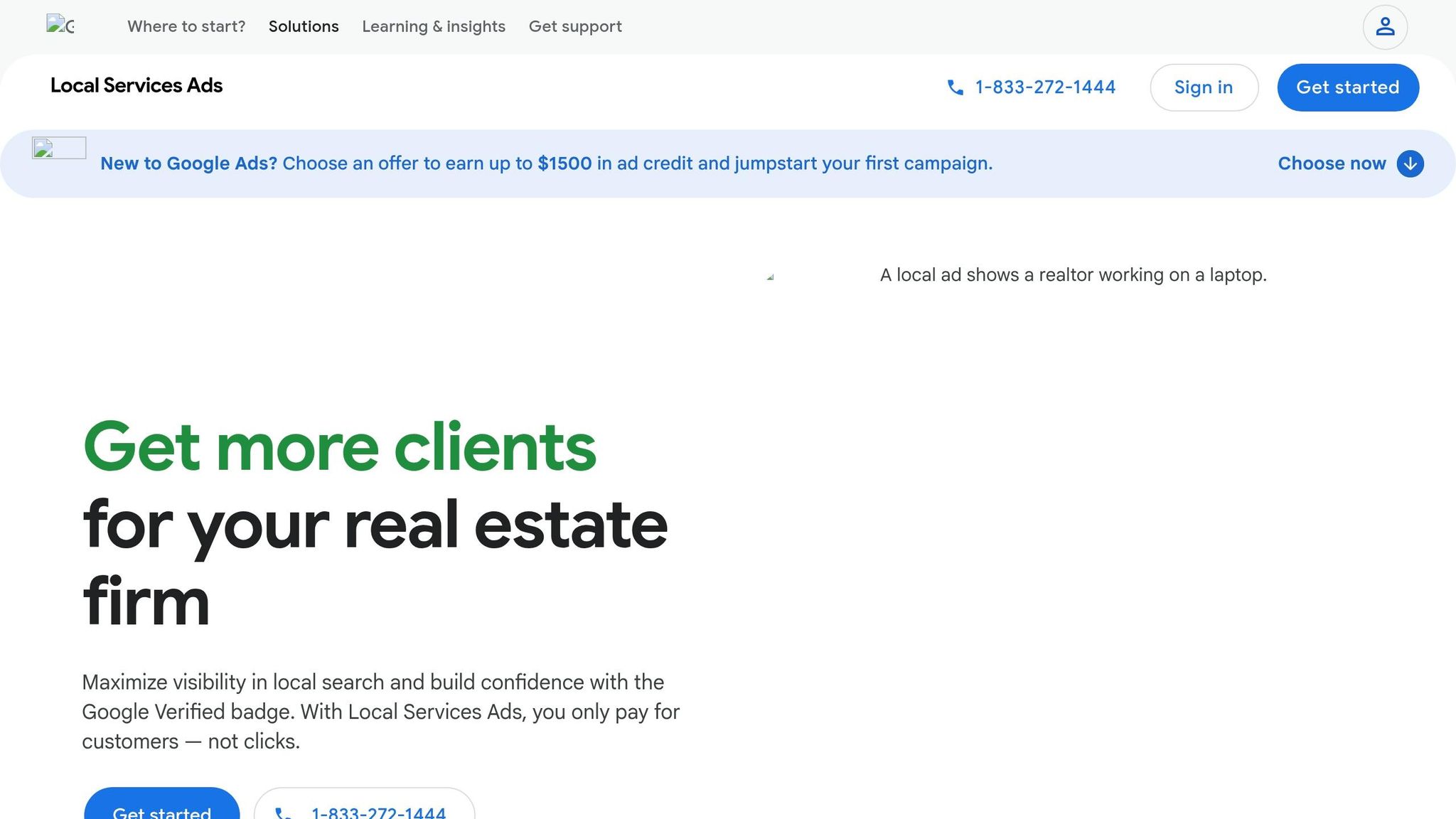 Google Local Services Ads results at the top of a local service search