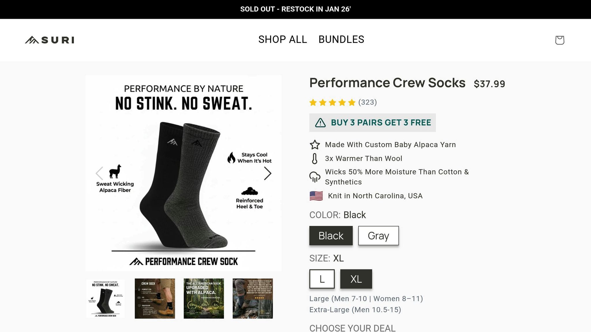 Suri Performance Crew Socks