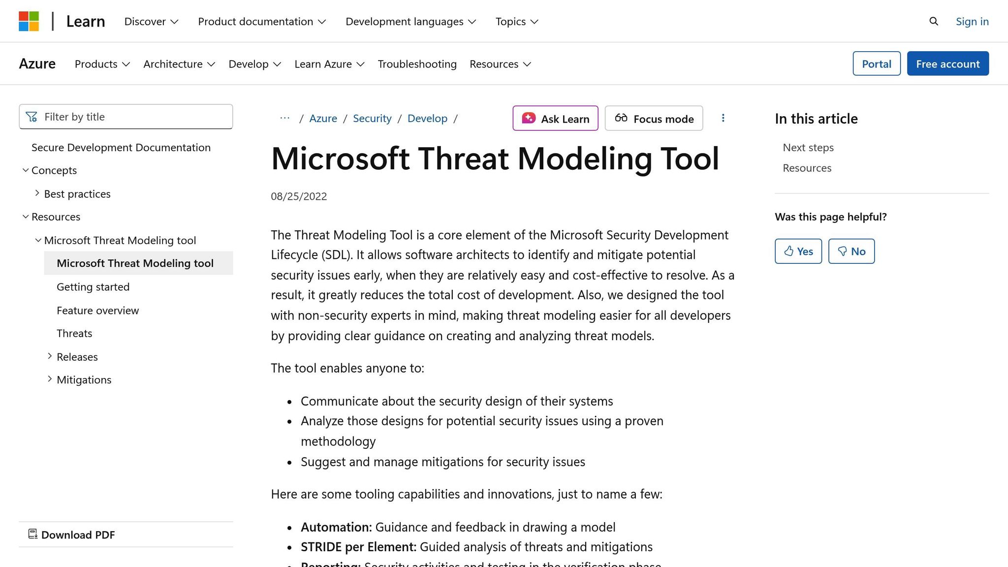Microsoft Threat Modeling Tool