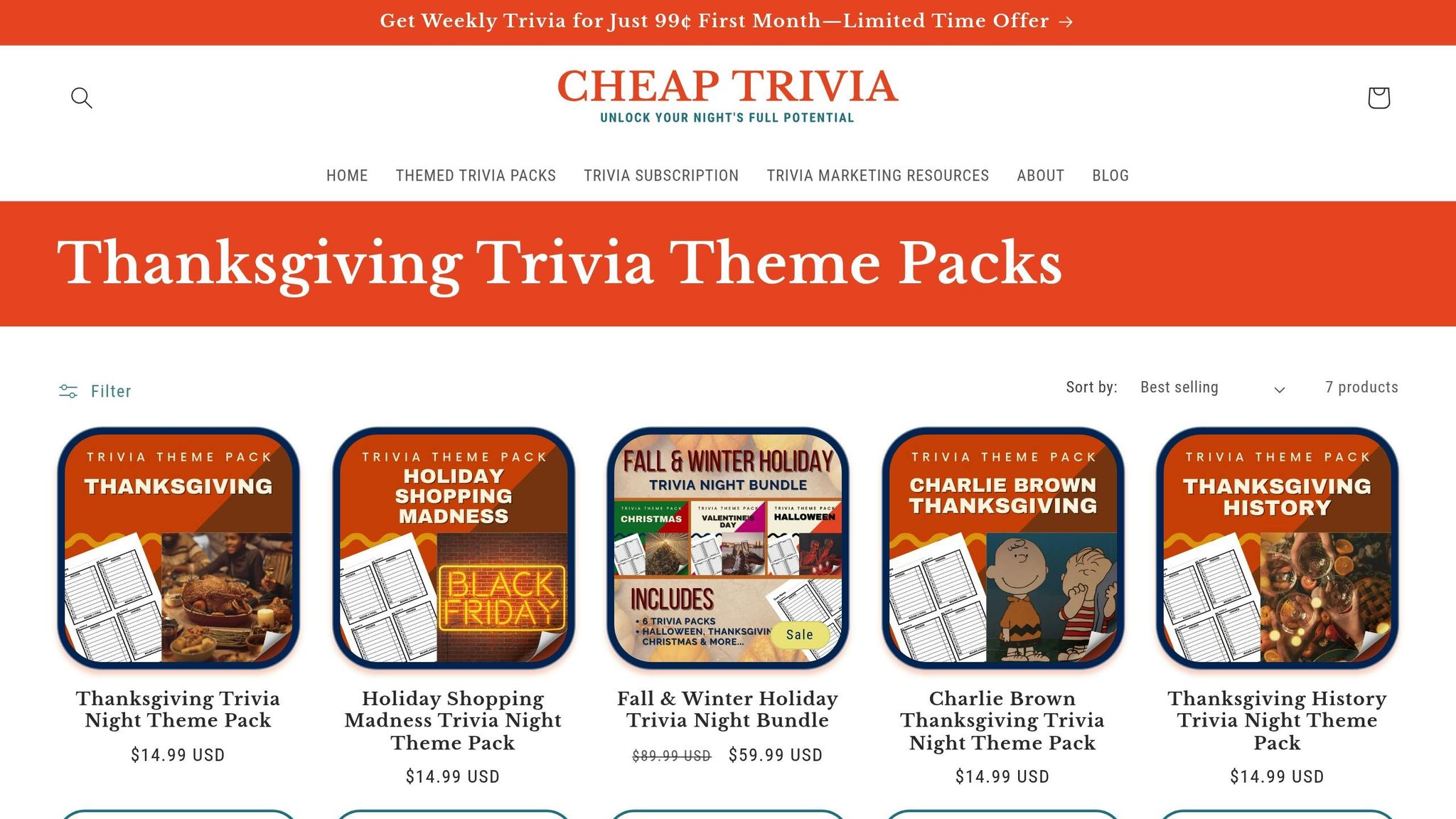 Thanksgiving Trivia Packs