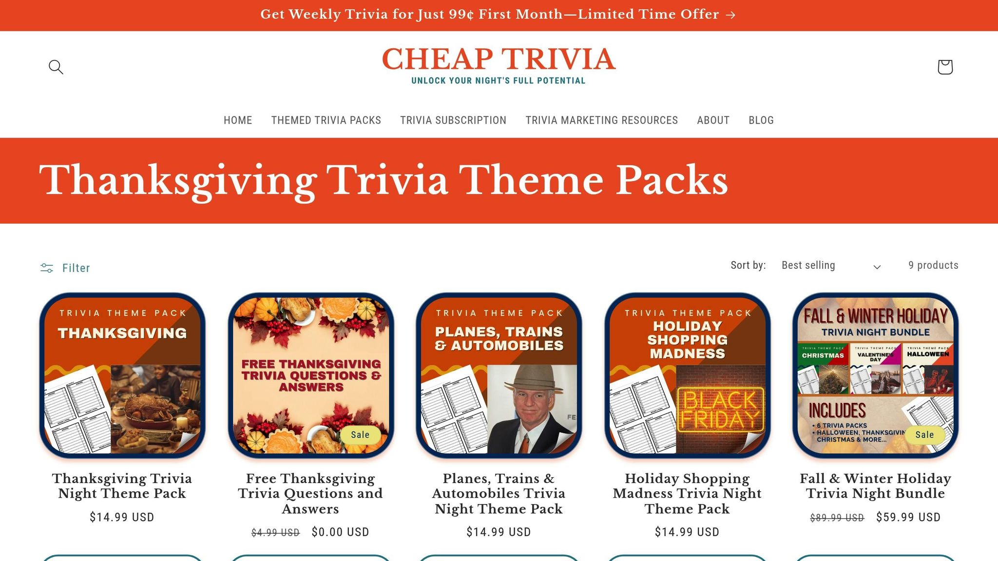 Thanksgiving Trivia Sets