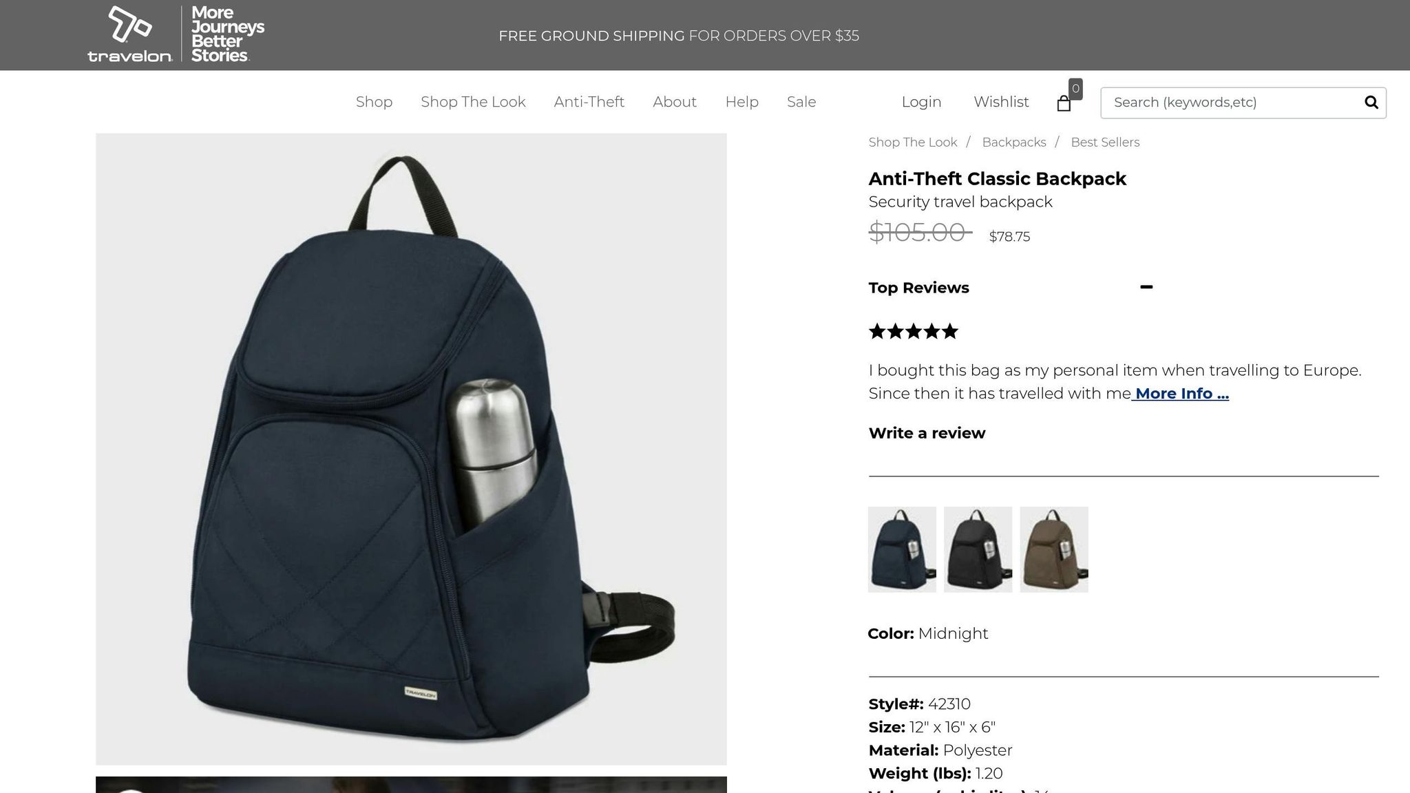 Travelon Anti-Theft Classic