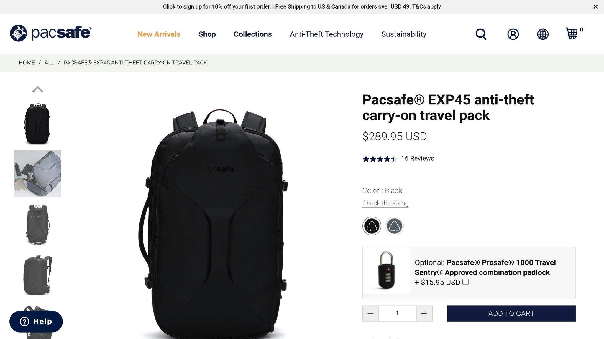 Pacsafe Venturesafe EXP45