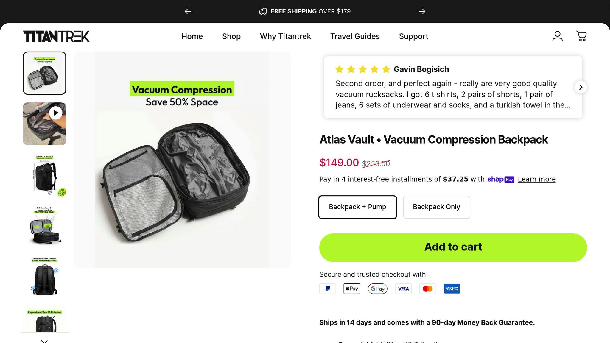 Titantrek Atlas Vault Vacuum Compression Backpack