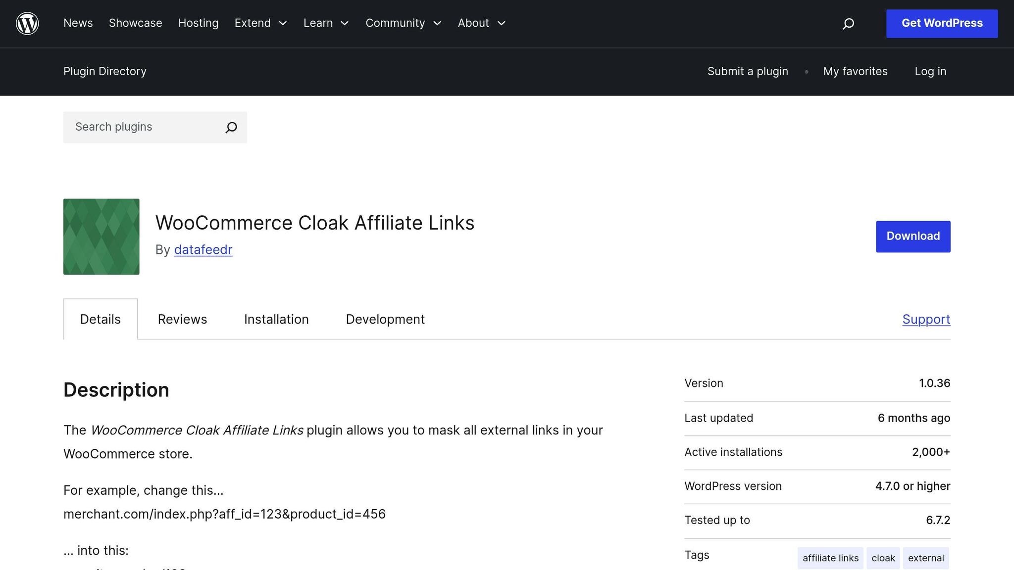 WooCommerce Cloak Affiliate Links