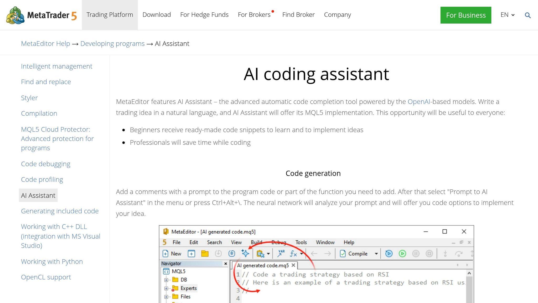 MetaEditor AI Assistant