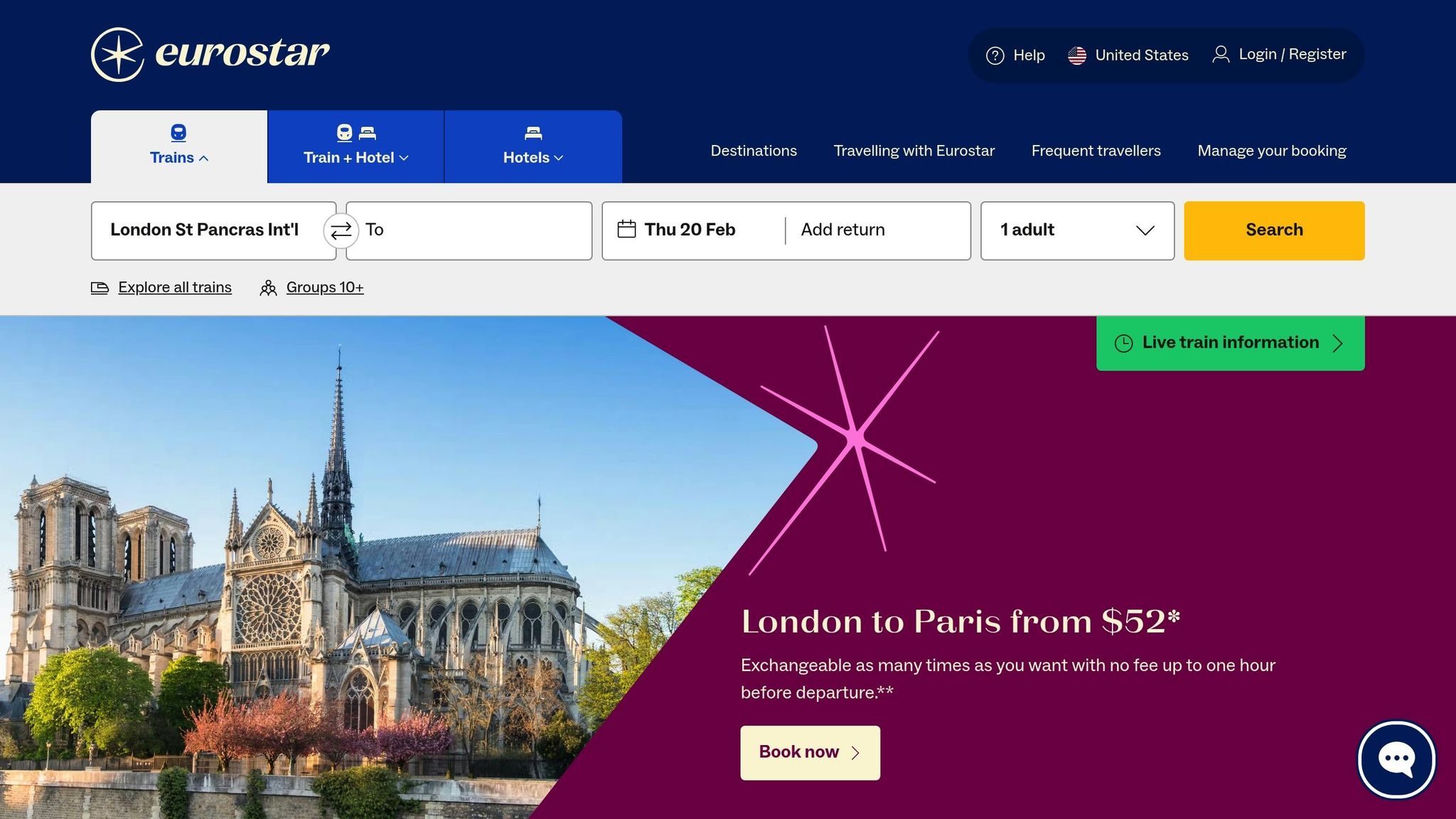 London to Paris by train Eurostar