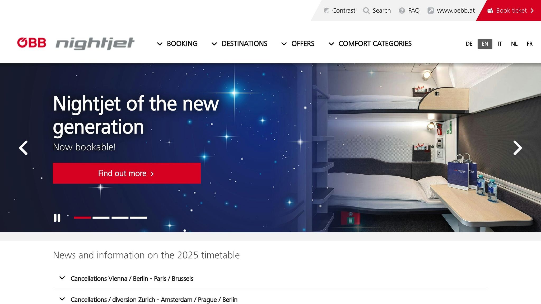 Munich to Vienna by train Nightjet