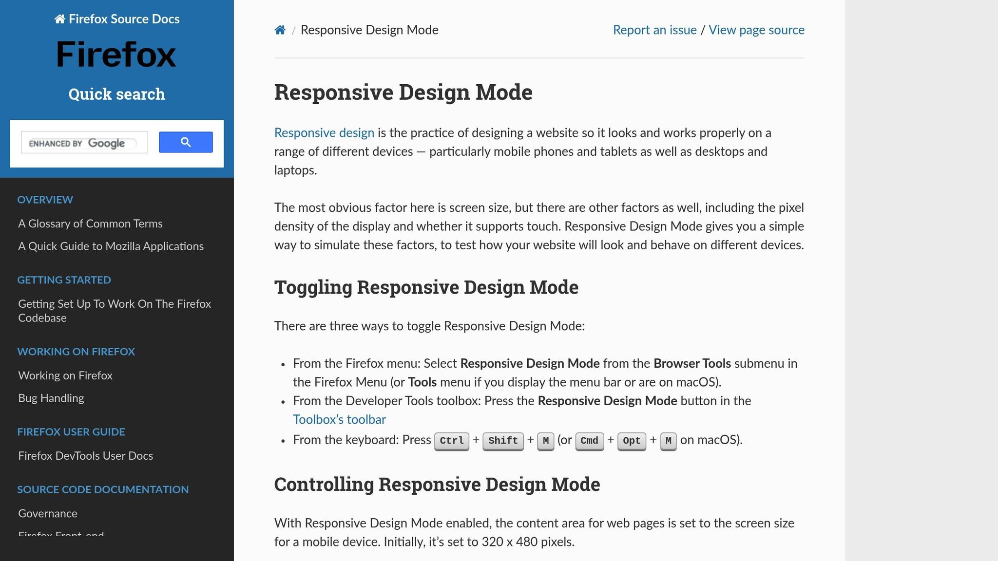 Firefox Responsive Design Mode