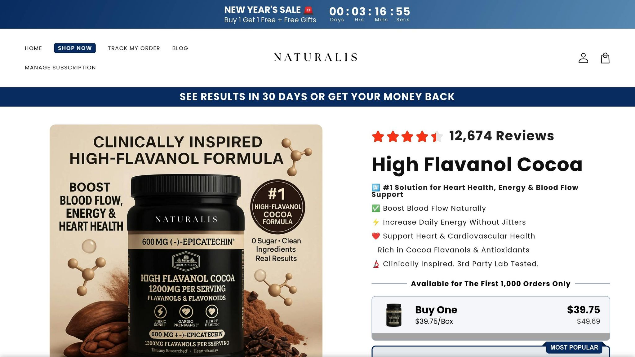 Naturalis High Flavanol Cocoa