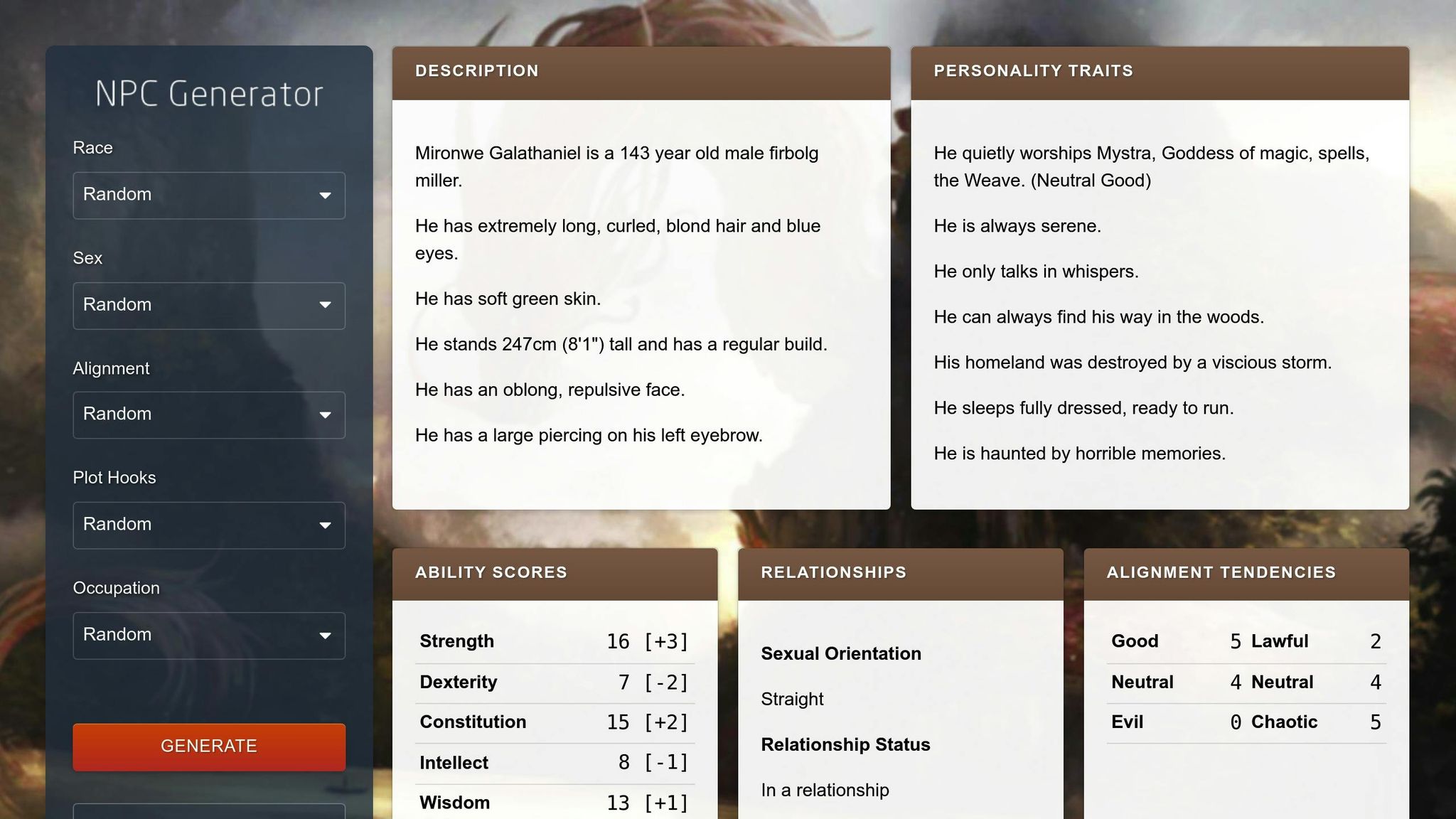 DnD NPC Generator 5e