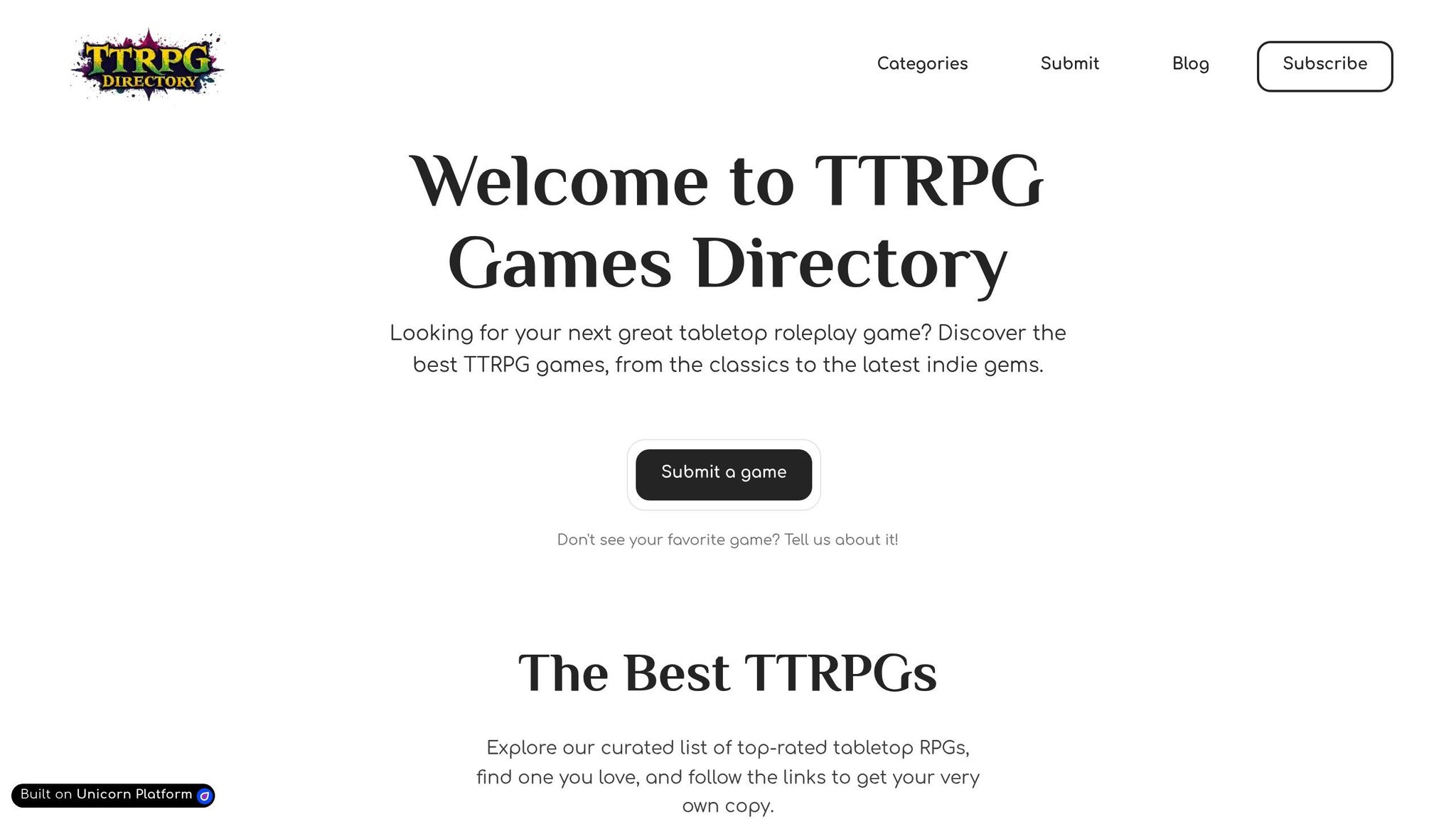TTRPG Games Directory