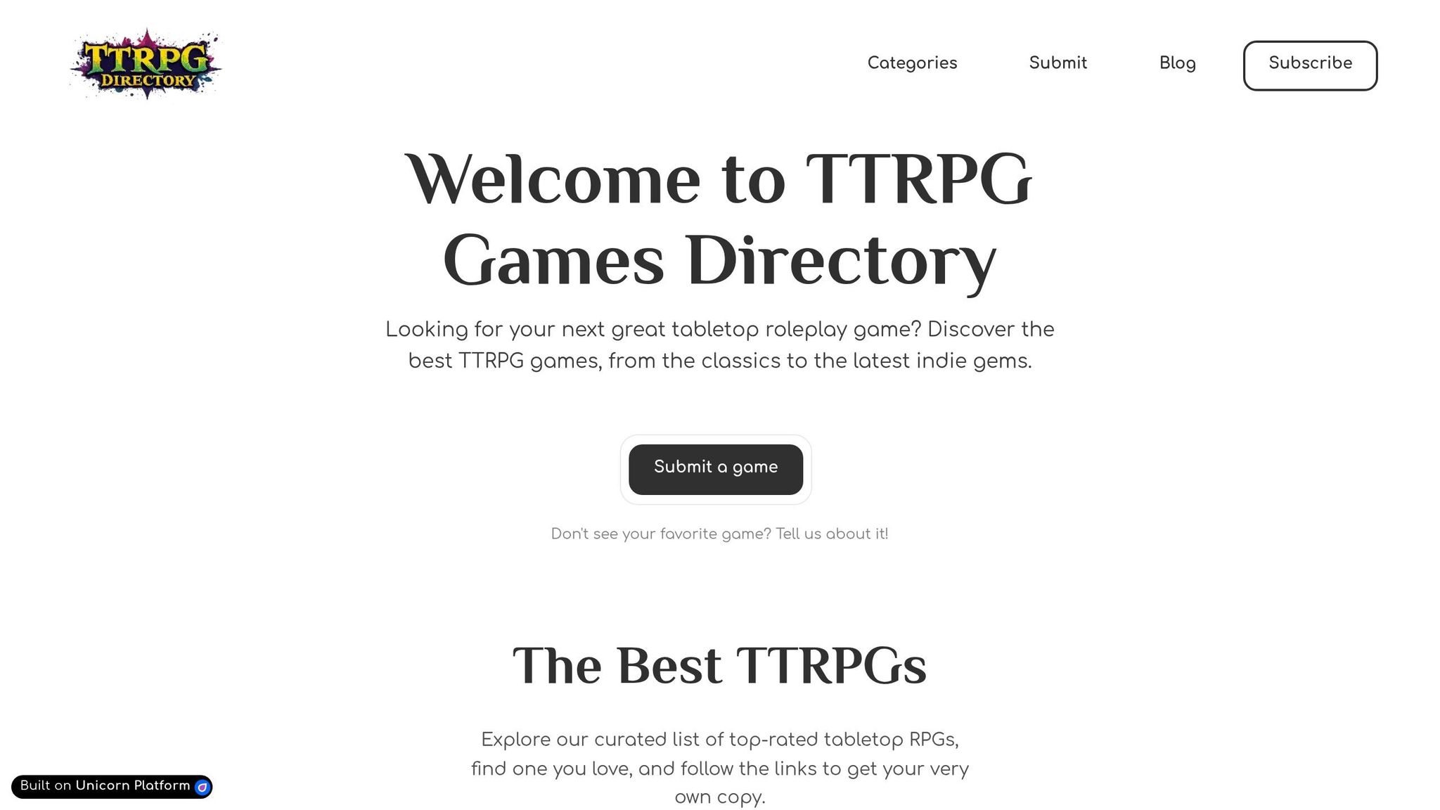 TTRPG Games Directory