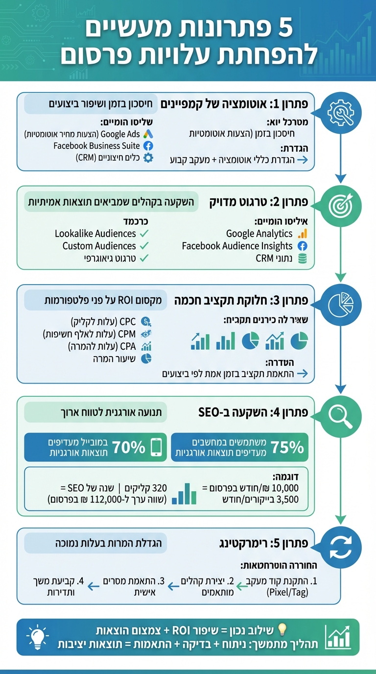5 פתרונות מעשיים להפחתת עלויות פרסום דיגיטלי