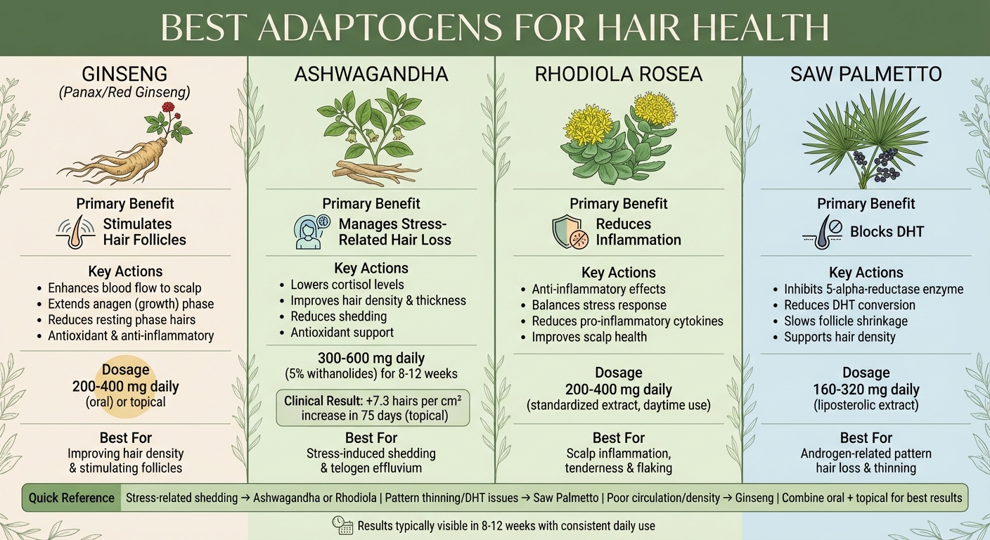 Best Adaptogens for Hair Health: Benefits, Dosages, and Uses