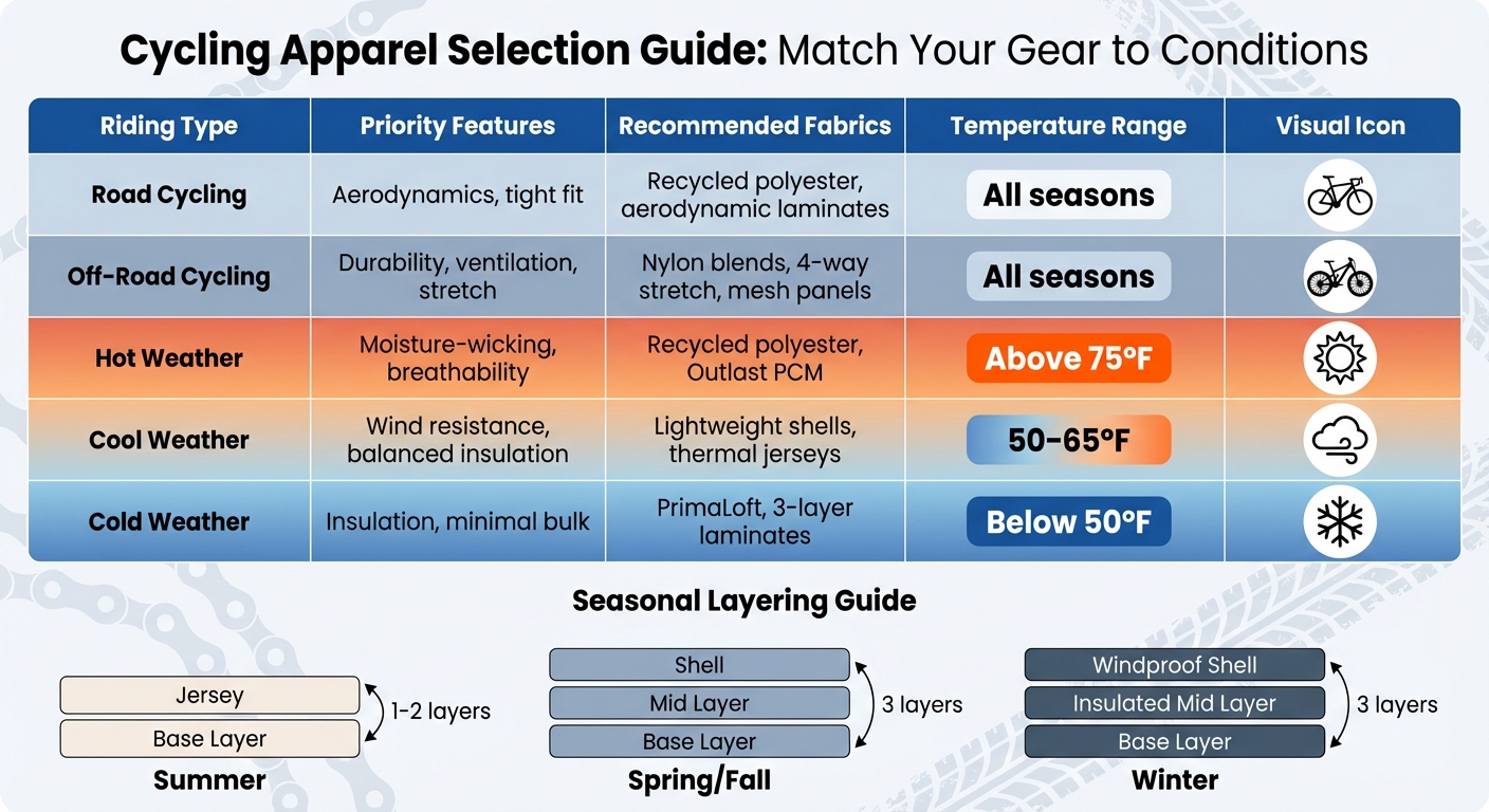 Cycling Apparel Selection Guide by Riding Type and Temperature