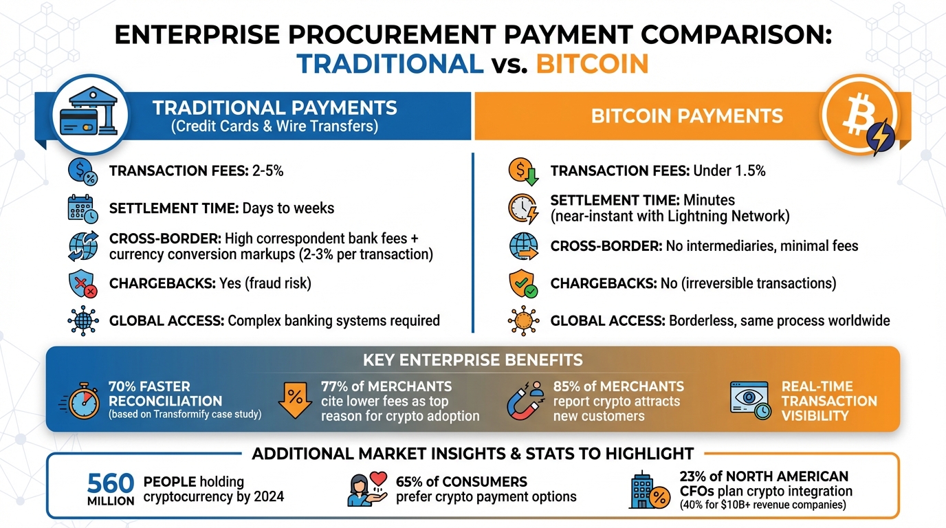 Traditional vs Bitcoin Payments: Cost and Speed Comparison for Enterprise Procurement