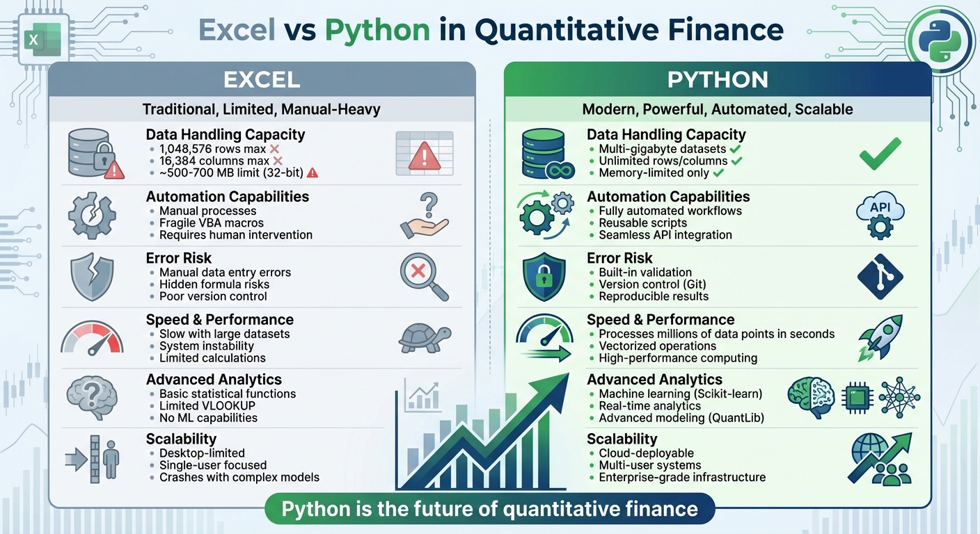 Excel vs Python for Quantitative Finance: Feature Comparison