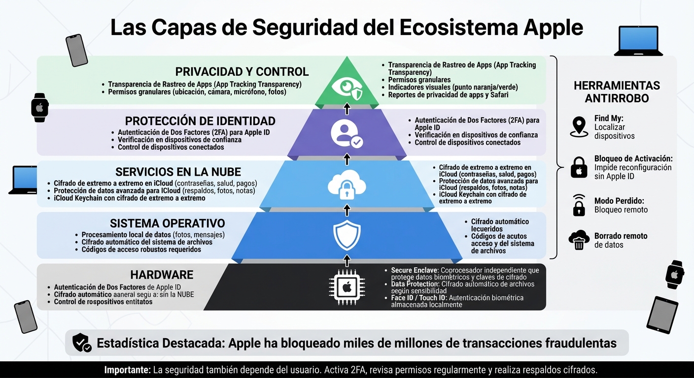 Capas de seguridad del ecosistema Apple: hardware, software y servicios