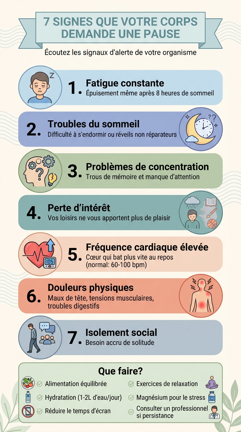 7 signes que votre corps demande une pause - infographie santé
