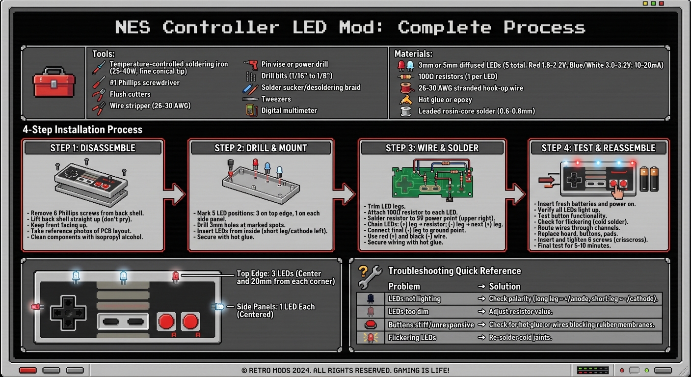 Step-by-Step Guide to Installing LED Lights in NES Controllers