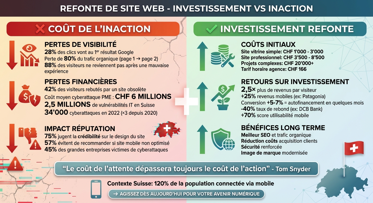 Coût de la refonte vs coût de l'inaction pour un site web en Suisse