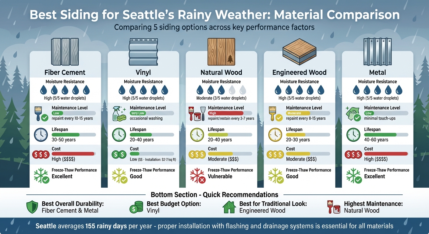 Seattle Siding Materials Comparison: Moisture Resistance, Maintenance, Lifespan & Cost