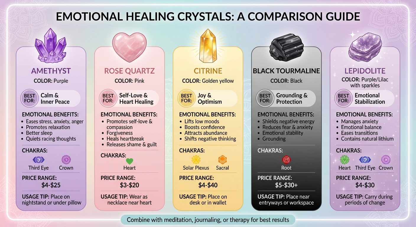 5 Best Crystals for Emotional Healing: Properties, Uses, and Chakra Connections