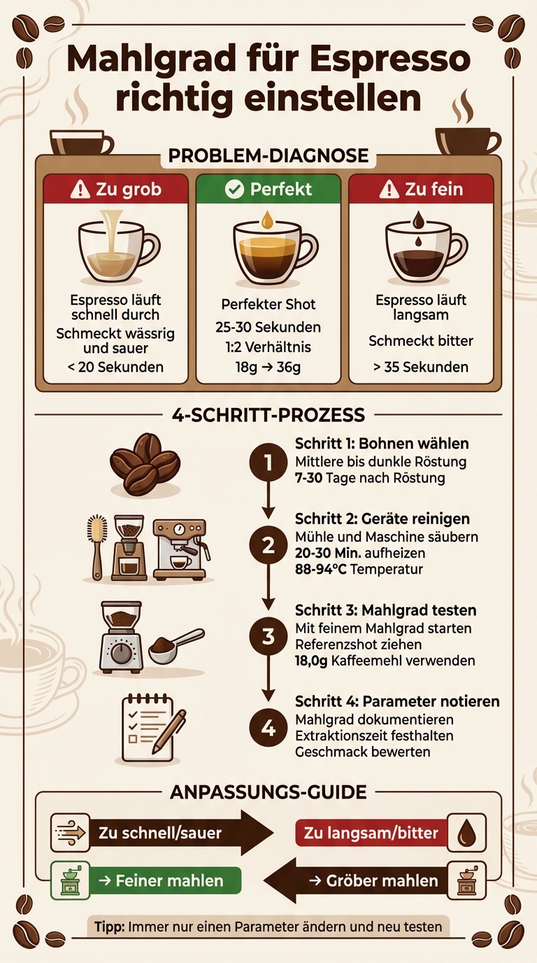 Espresso Mahlgrad Einstellung: Schritt-für-Schritt Anleitung mit Extraktionszeiten