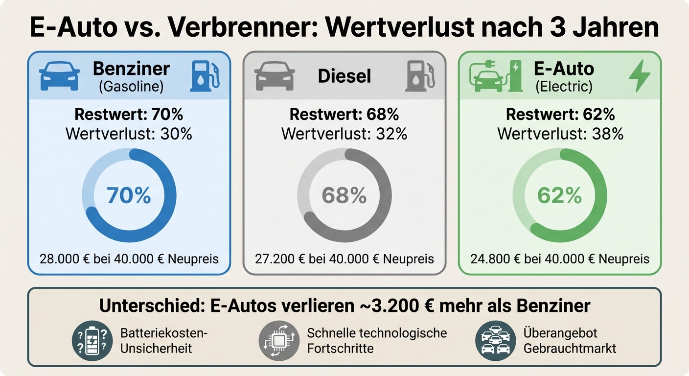 Wertverlust E-Autos vs. Verbrenner nach 3 Jahren Vergleich