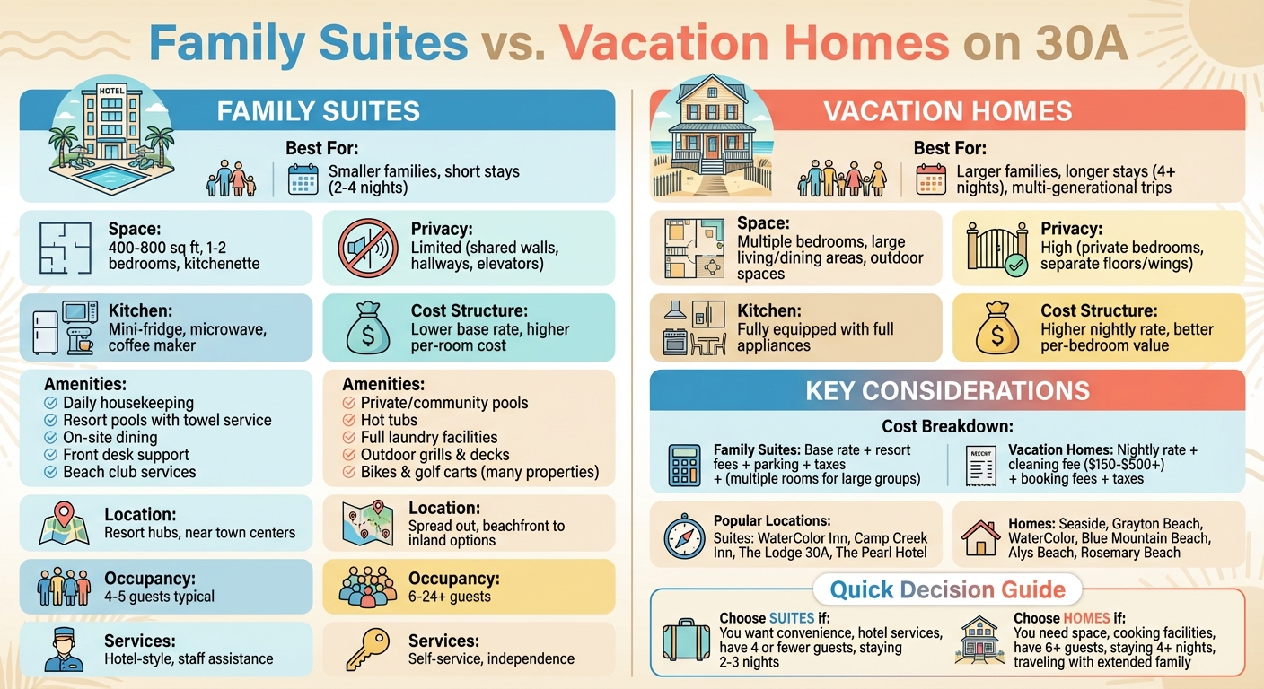 Family Suites vs Vacation Homes on 30A: Complete Comparison Guide