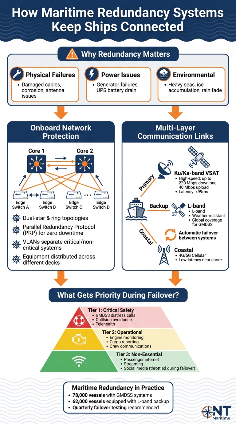 How Maritime Redundancy Systems Protect Ship Communications