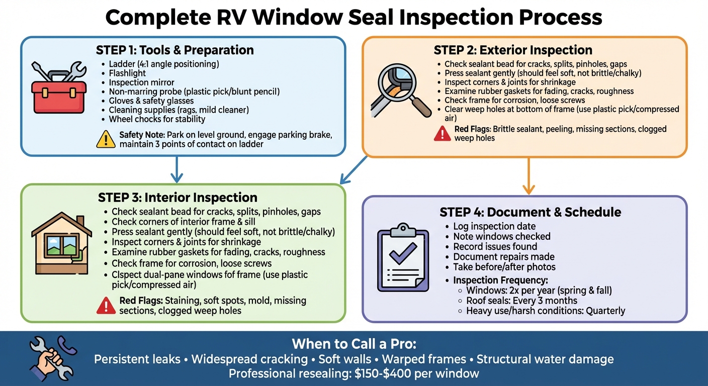 Complete RV Window Seal Inspection Process: Exterior and Interior Checklist