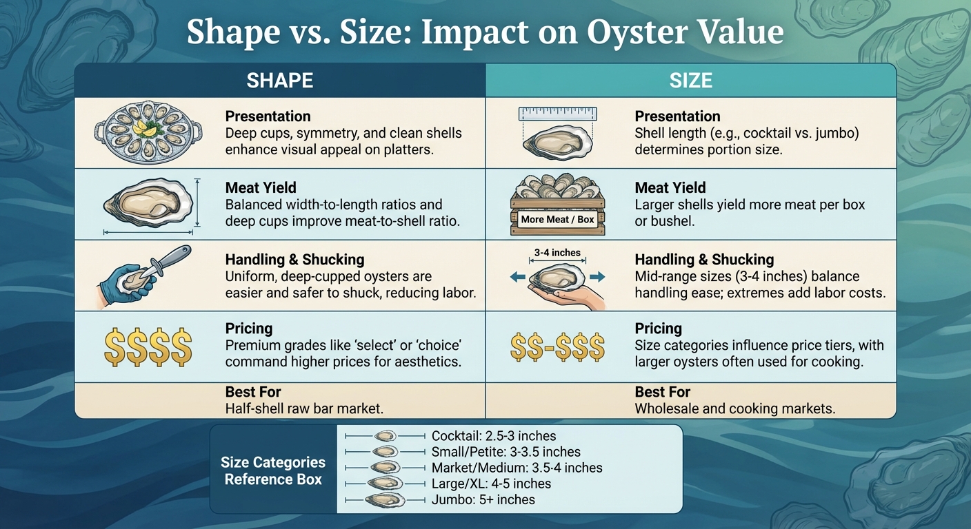 Oyster Grading: Shape vs Size Comparison Chart