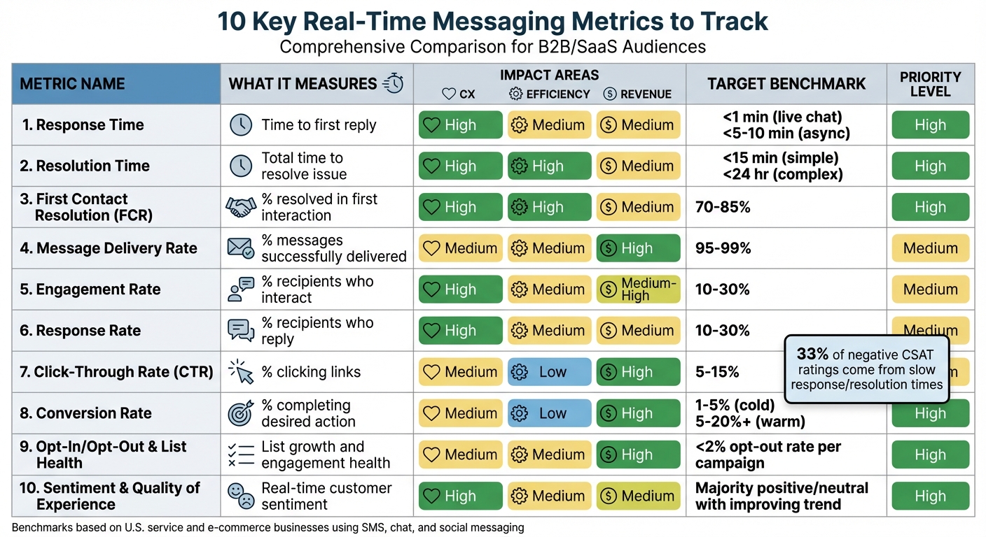 10 Real-Time Messaging Metrics: Benchmarks and Impact Comparison