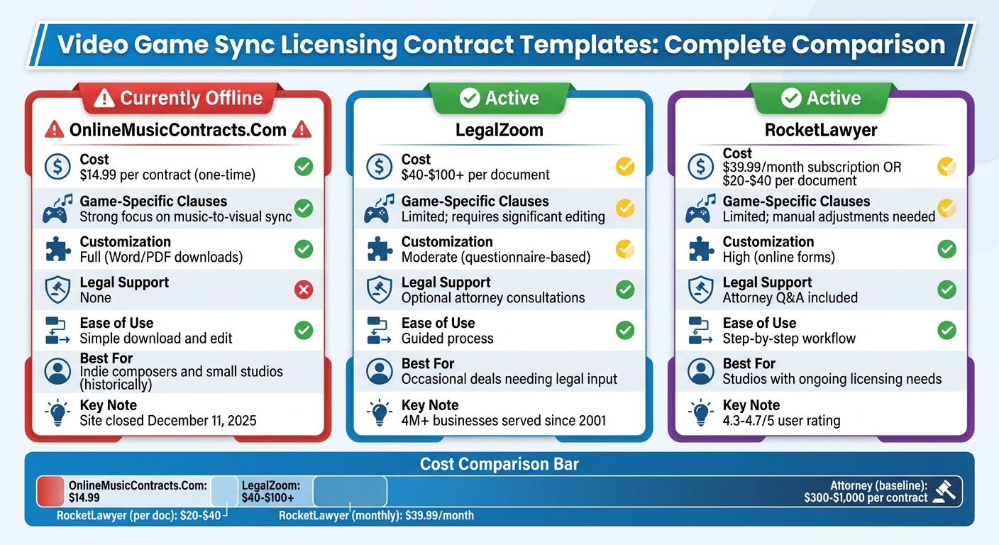 Video Game Sync Licensing Contract Templates Comparison: Cost, Features, and Best Use Cases