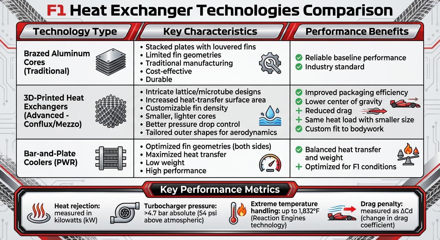 F1 Heat Exchanger Technologies: Traditional vs Advanced Manufacturing Comparison