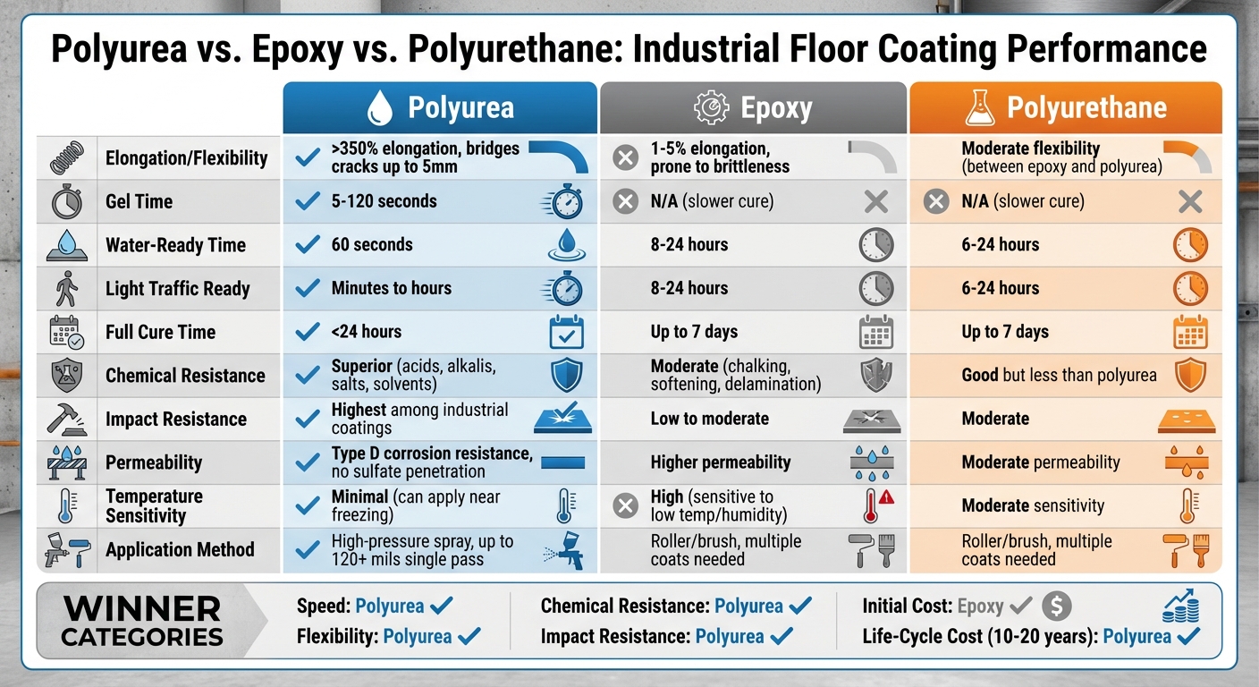 Polyurea vs Epoxy vs Polyurethane Industrial Coating Comparison