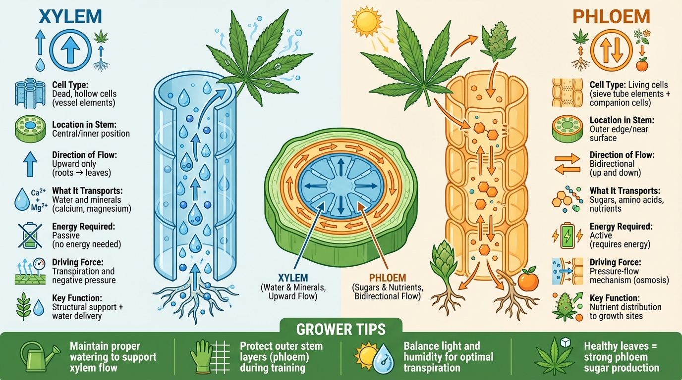 Xylem vs Phloem: Cannabis Plant Vascular System Comparison