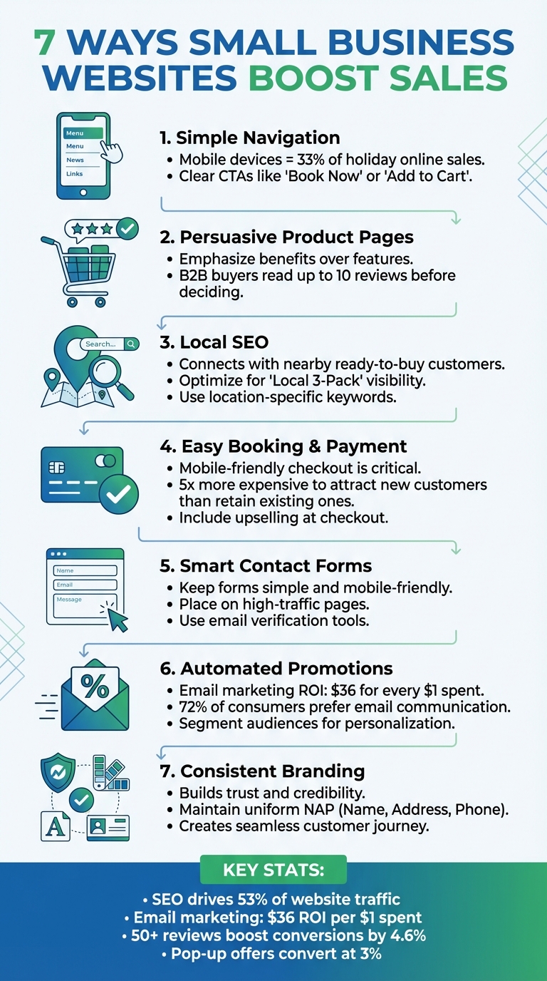 7 Ways Small Business Websites Boost Sales Infographic
