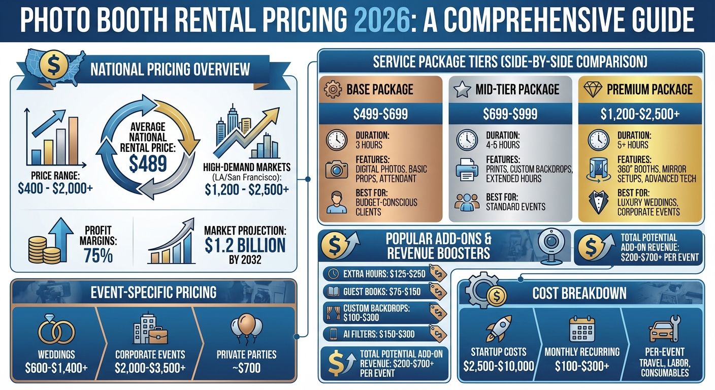 Photo Booth Rental Pricing Guide 2026: Package Tiers and Add-On Costs