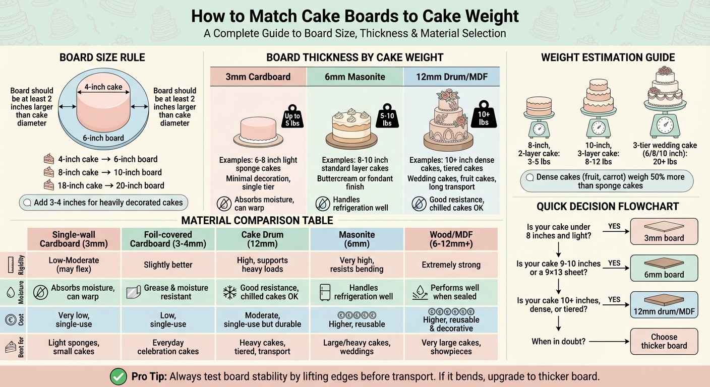 Cake Board Selection Guide: Matching Board Thickness and Material to Cake Weight